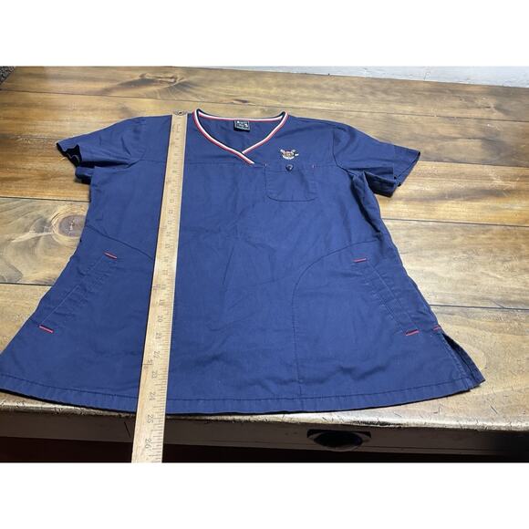 Tokidoki by Koi Women's Scrub Shirt Top Navy Blue W/Pockets Size Medium - Picture 8 of 11